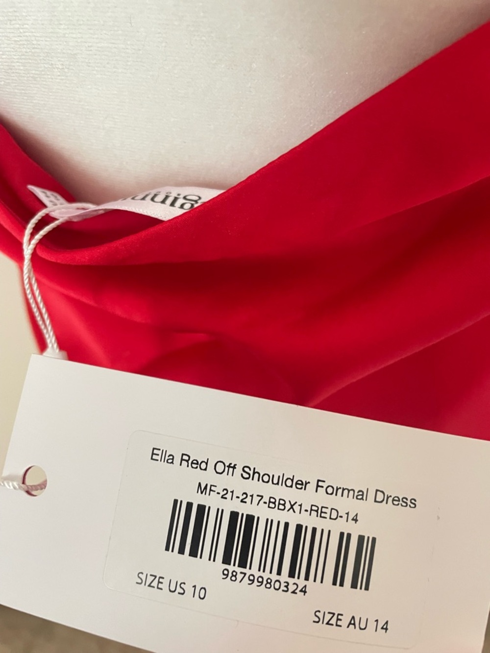 Beginning Boutique Ella Red Satin Maxi Dress Gown Slip Off Shoulder US 10 New - Picture 9 of 10